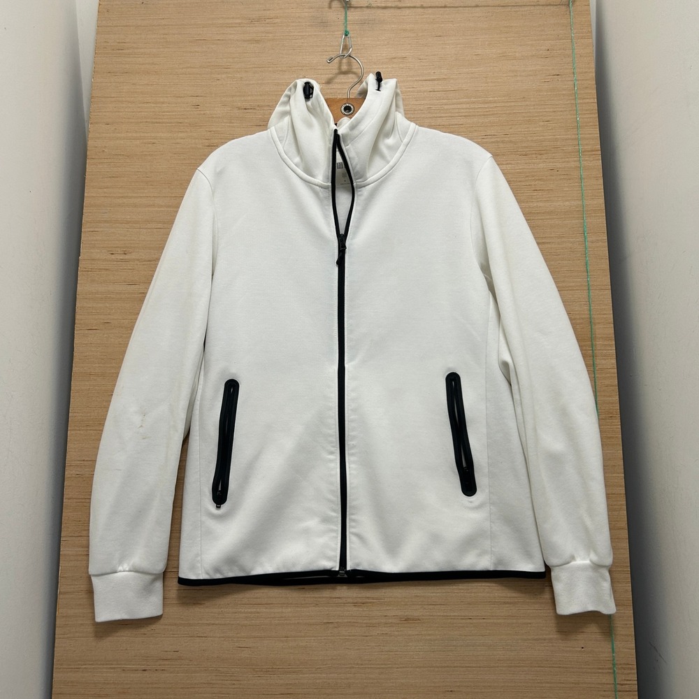 Uniqlo Dry Stretch Full Zip Hoodie Mens Medium White Black Sporty Techwear 7602